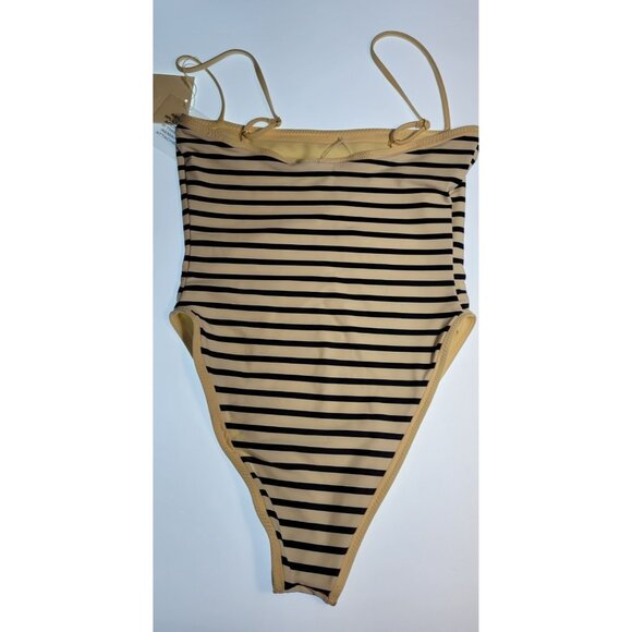 SAME Los Angeles Swim Womens One Piece ColorBlock Stripped Navy Blue Large - Picture 11 of 13